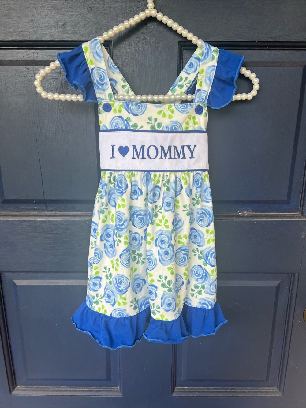 I ♥ MOMMY Blue Floral Toddler Dress